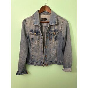 Ci Sono Denim Collection Light Wash Womens Cropped Jean Jacket With Button Front